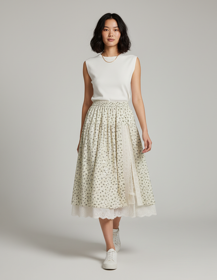 Jupe Longue Florale Dentelle Bohème