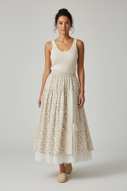 Jupe Longue Fleurie Dentelle Bohème