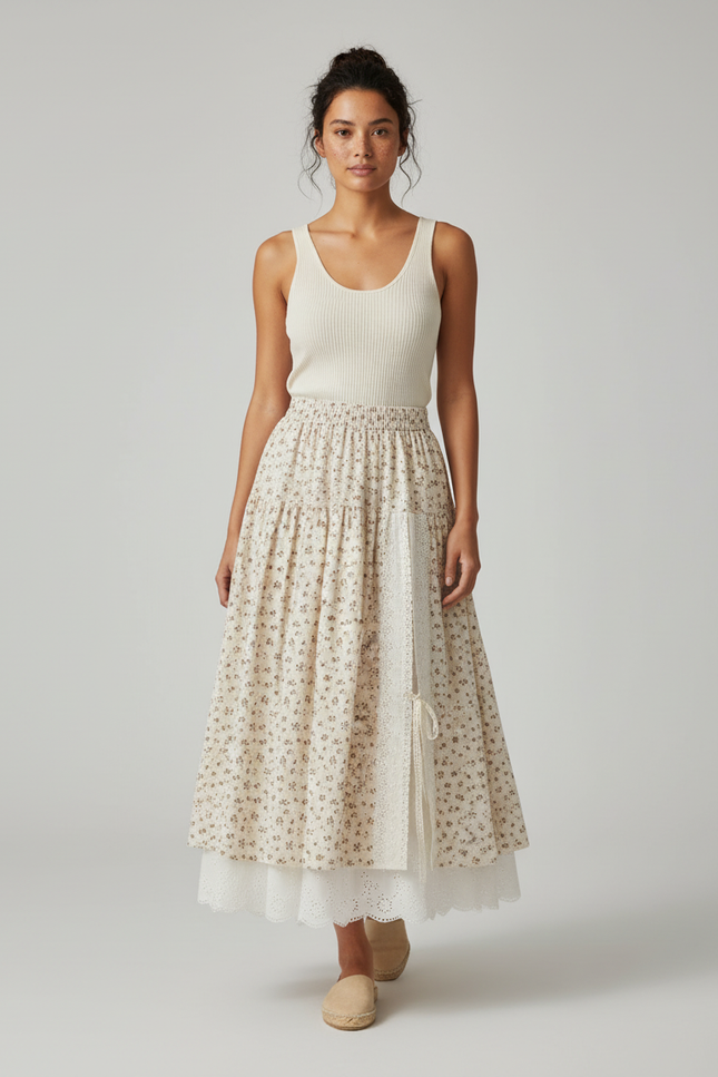 Jupe Longue Fleurie Dentelle Bohème