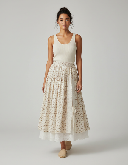 Jupe Longue Fleurie Dentelle Bohème