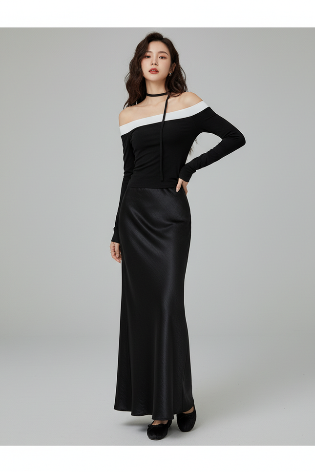 Jupe Longue Satinée Sirène Élégante