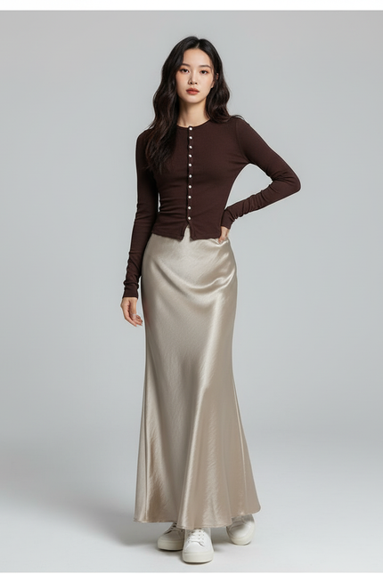 Jupe Longue Satin Sirène Élégante