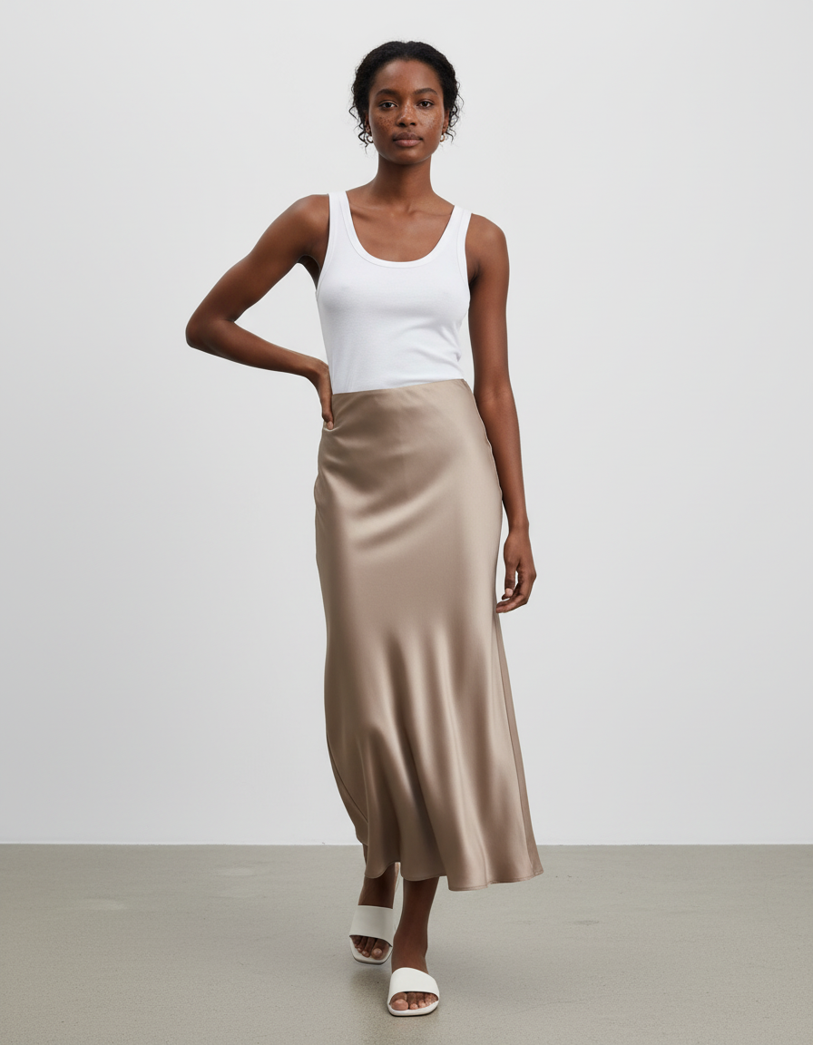 Jupe Satinée Longue