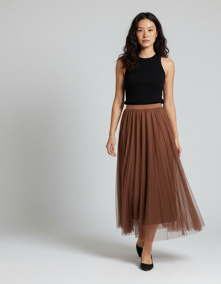 Jupe Longue Chiffon Plissée Fluide