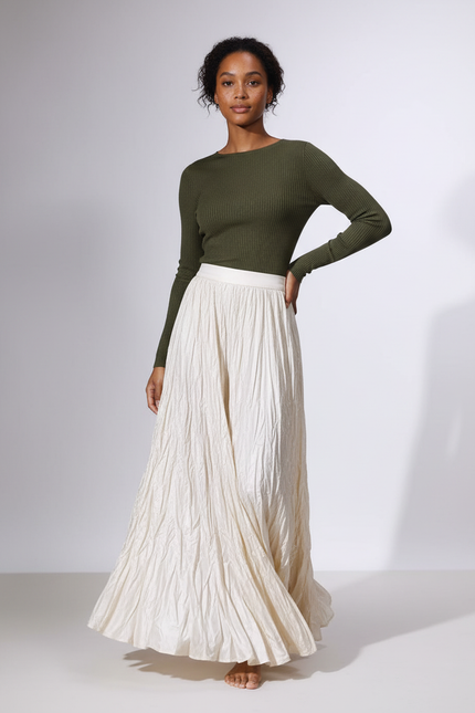 Jupe Longue Beige Lin