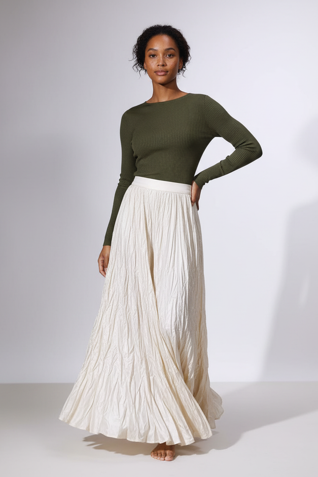 Jupe Longue Beige Lin