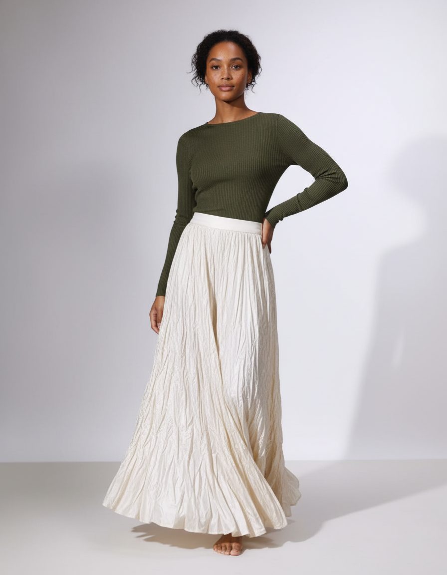 Jupe Longue Beige Lin