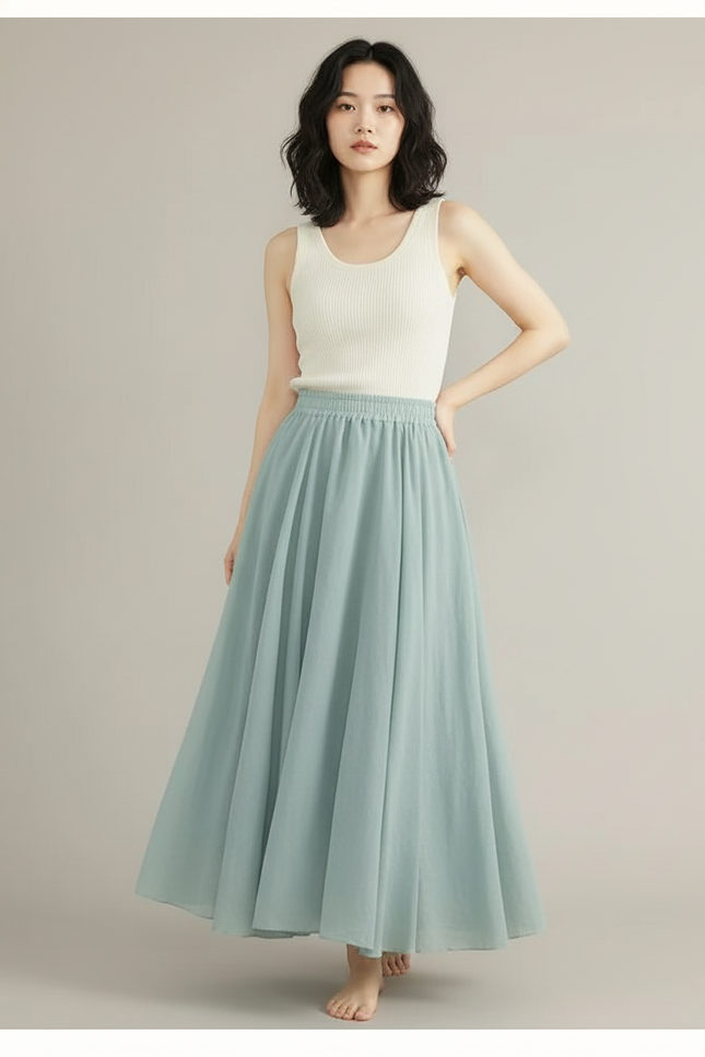 Jupe Longue Taille Haute Fluide