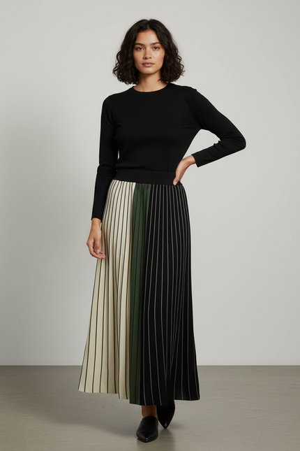 Jupe Plissée Longue Noire Et Blanche