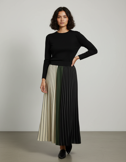 Jupe Plissée Longue Noire Et Blanche