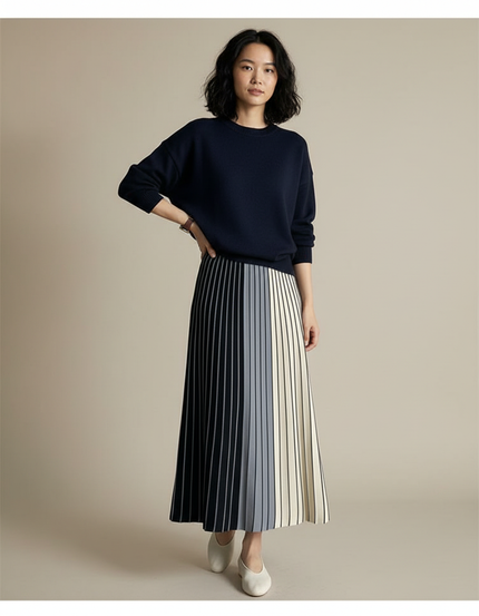 Jupe Longue Rayée Marine