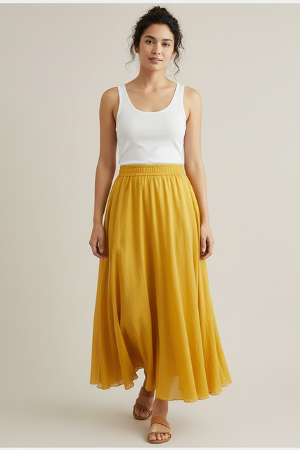 Jupe Longue Moutarde Femme