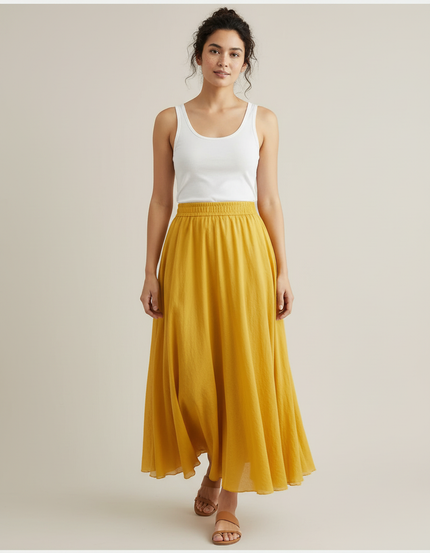 Jupe Longue Moutarde Femme