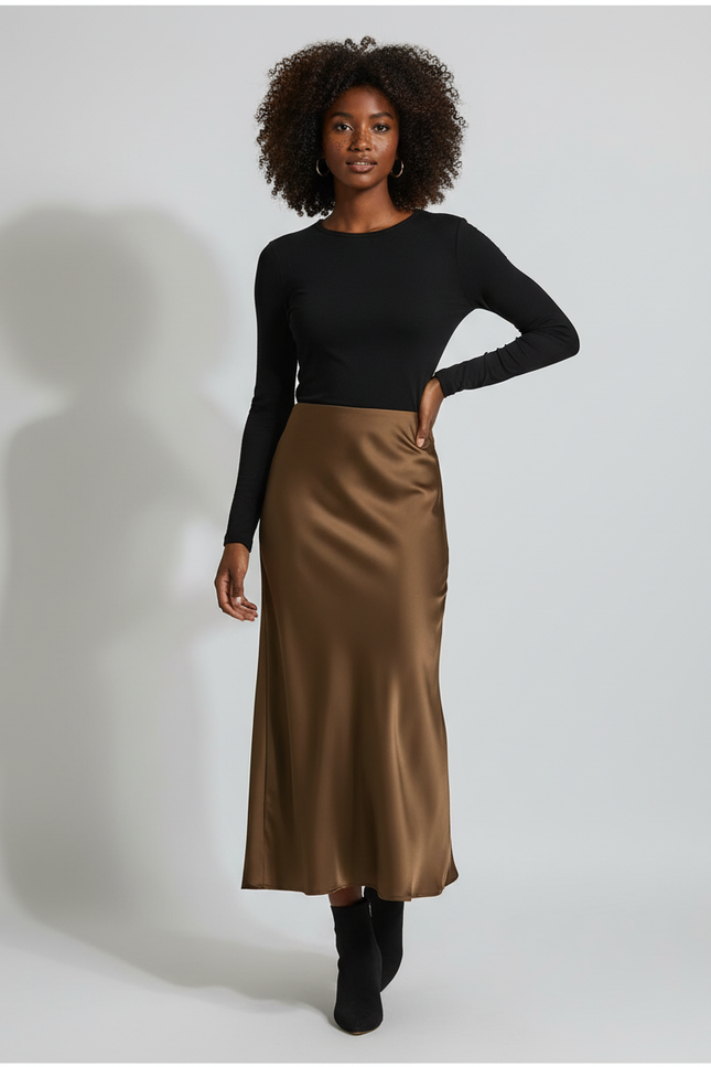 Jupe Longue Satin Fluide Élégante Tendance