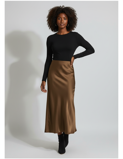 Jupe Longue Satin Fluide Élégante Tendance