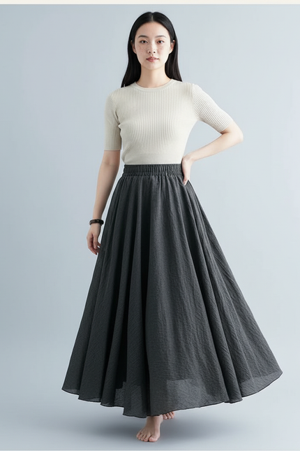 Jupe Longue Coton Gris