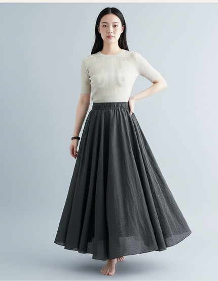 Jupe Longue Coton Gris