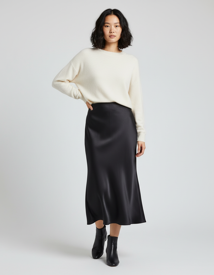 Jupe Noire Femme Mi-Longue