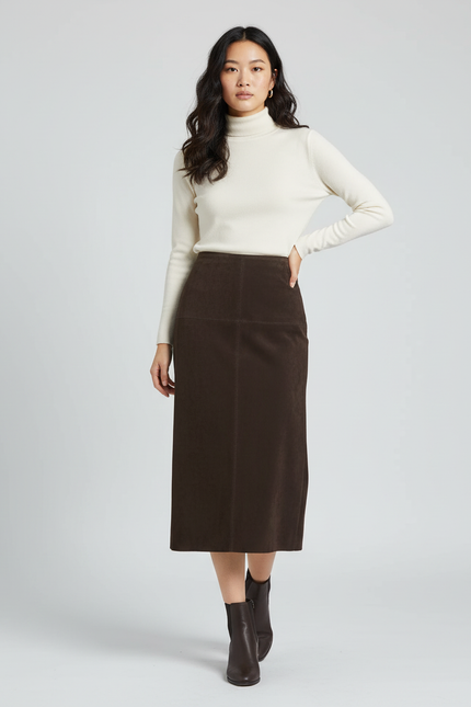 Jupe Longue Marron Daim Chic