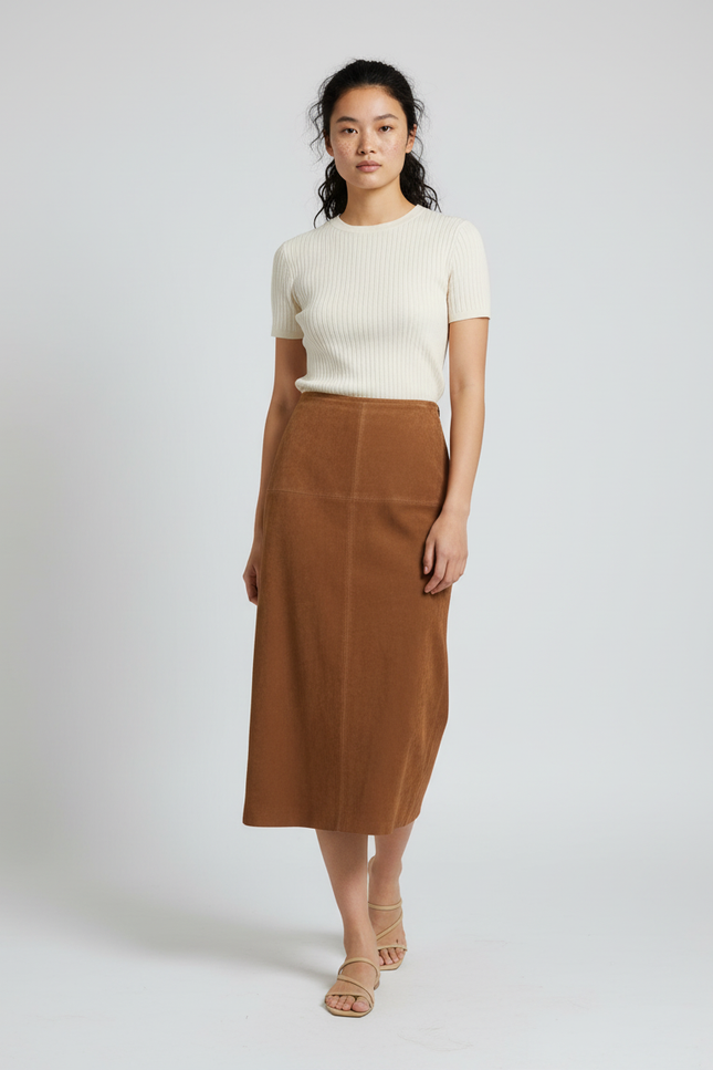 Jupe Longue Cuir Camel