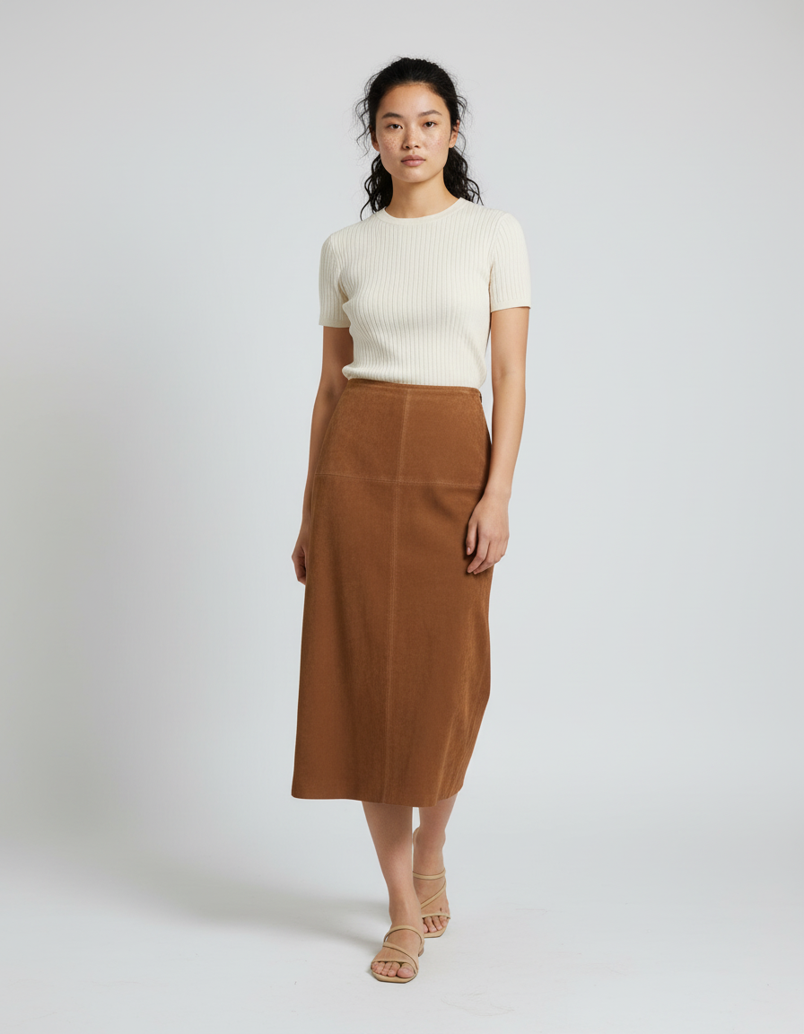 Jupe Longue Cuir Camel