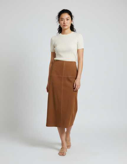 Jupe Longue Cuir Camel