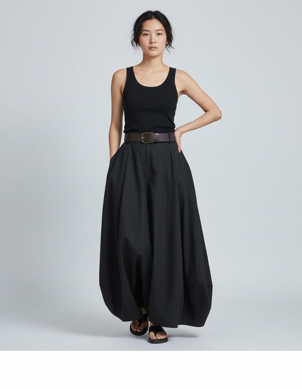 Jupe Longue Lin Noir