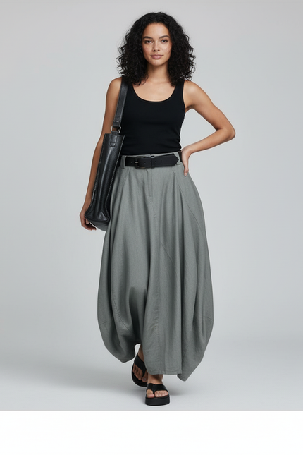 Jupe Longue Ample Décontractée Grise