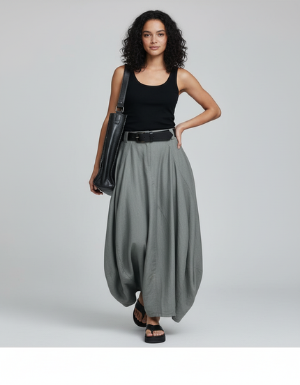 Jupe Longue Ample Décontractée Grise