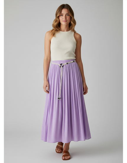 Jupe Longue Lavande Plissée Fluide