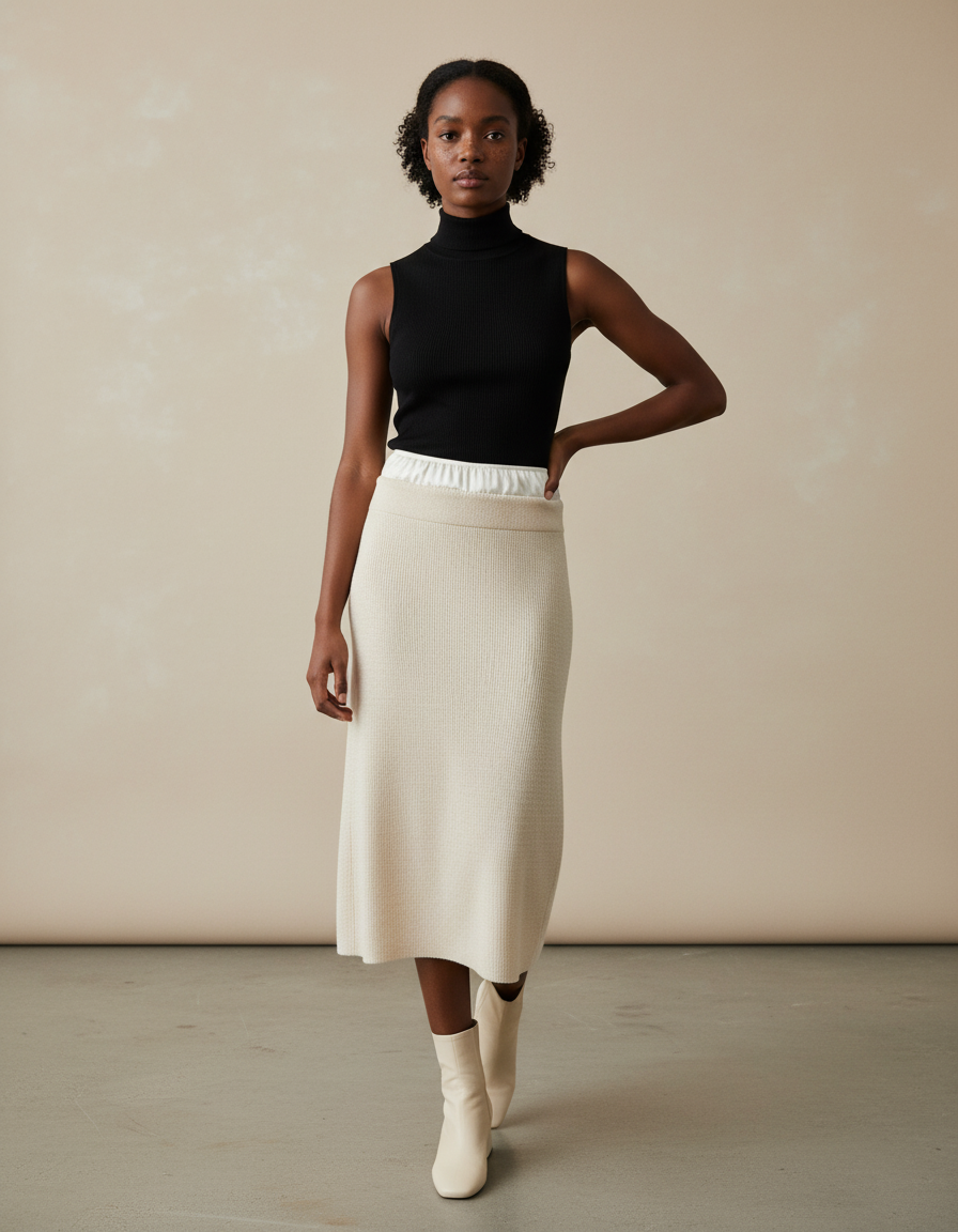 Jupe Creme Longue