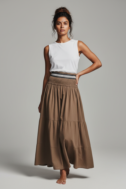 Jupe Longue Marron Fluide Bohème
