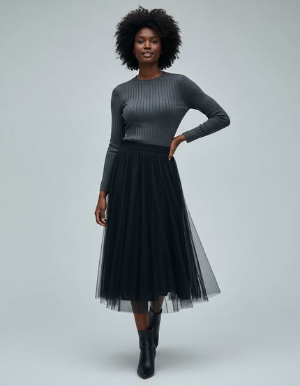 Jupe Longue Plissée Tulle Élégante