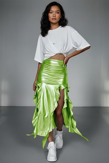 Jupe Longue Fendue Verte