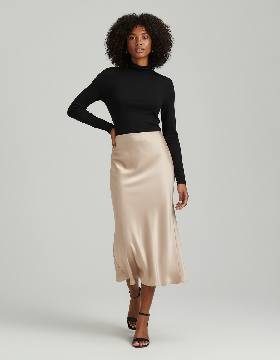 Jupe Longue Fluide Beige