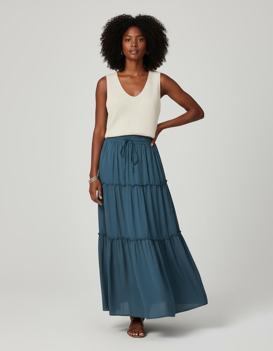 Jupe Longue Bleu Canard