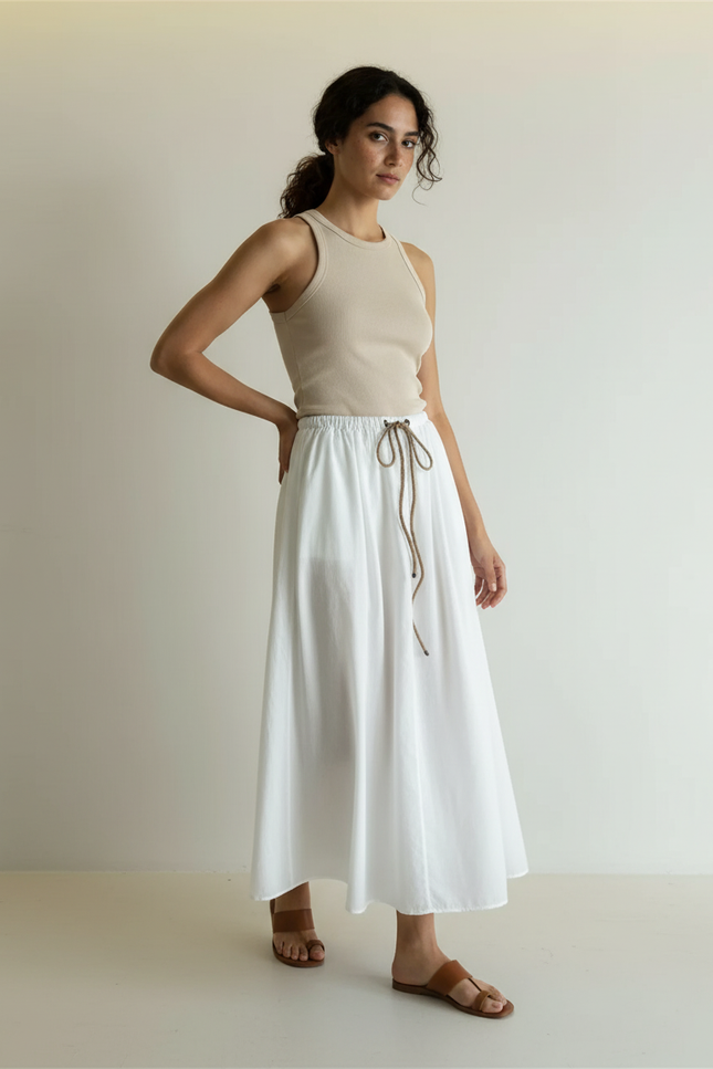 Jupe Longue Blanche Fluide Élégante