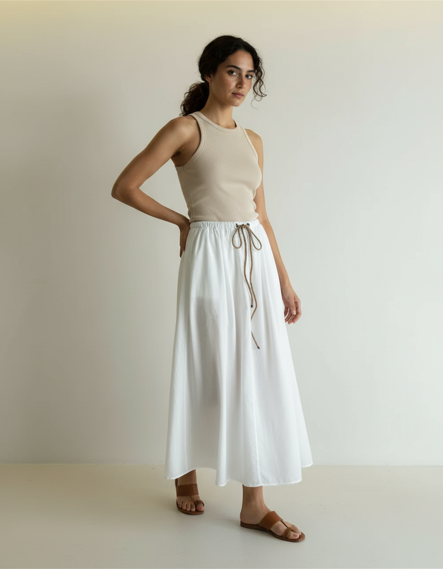 Jupe Longue Blanche Fluide Élégante