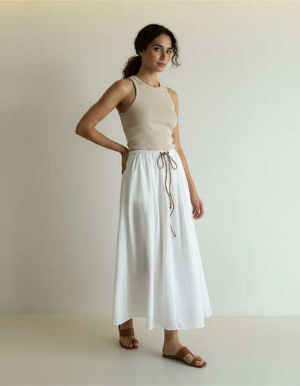 Jupe Longue Blanche Fluide Élégante