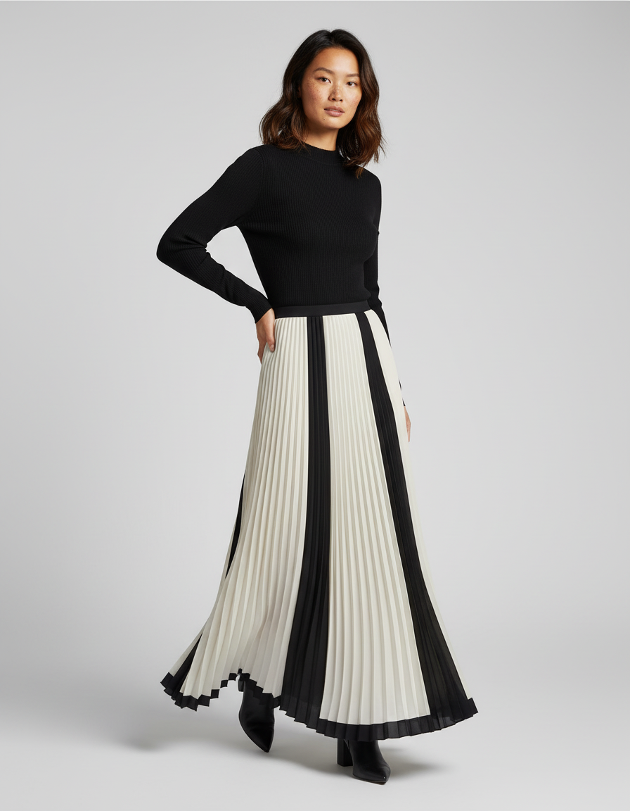 Jupe Noire Et Blanche Longue