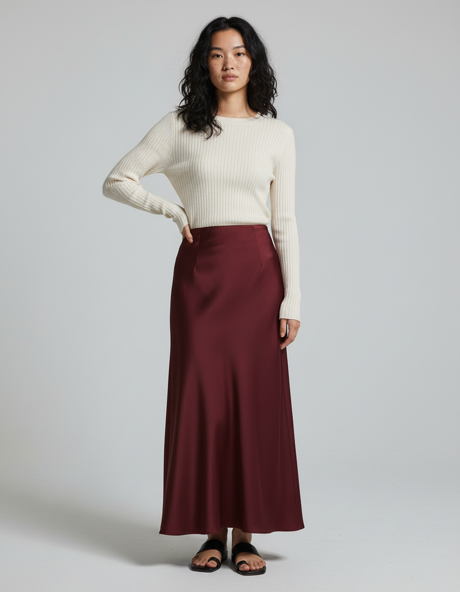 Jupe Longue Bordeaux Femme