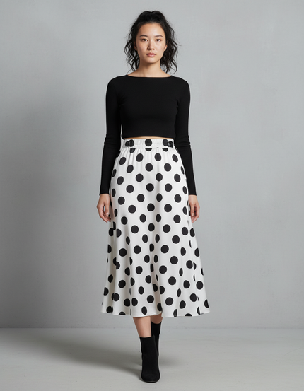 Jupe Longue Pois Noirs Vintage