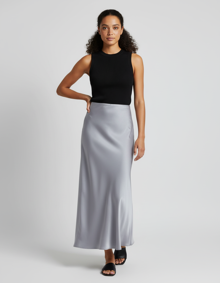 Jupe Longue Argentee