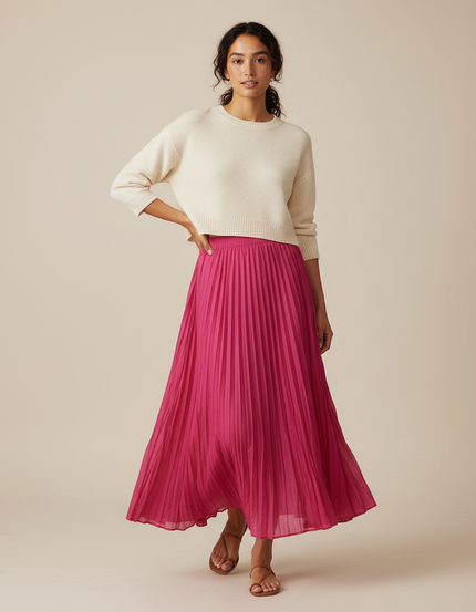 Jupe Longue Rose Plissée Fluide Bohème