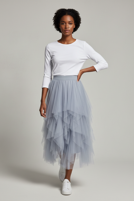 Jupe Longue Tulle Bleu