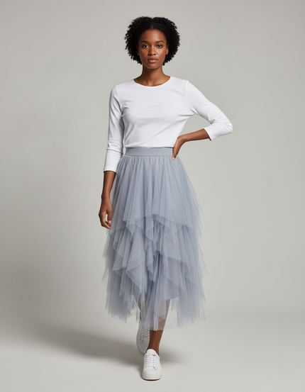 Jupe Longue Tulle Bleu