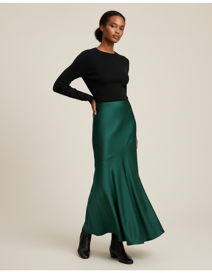 Jupe Longue Vert Émeraude Coupe Sirène Élégante