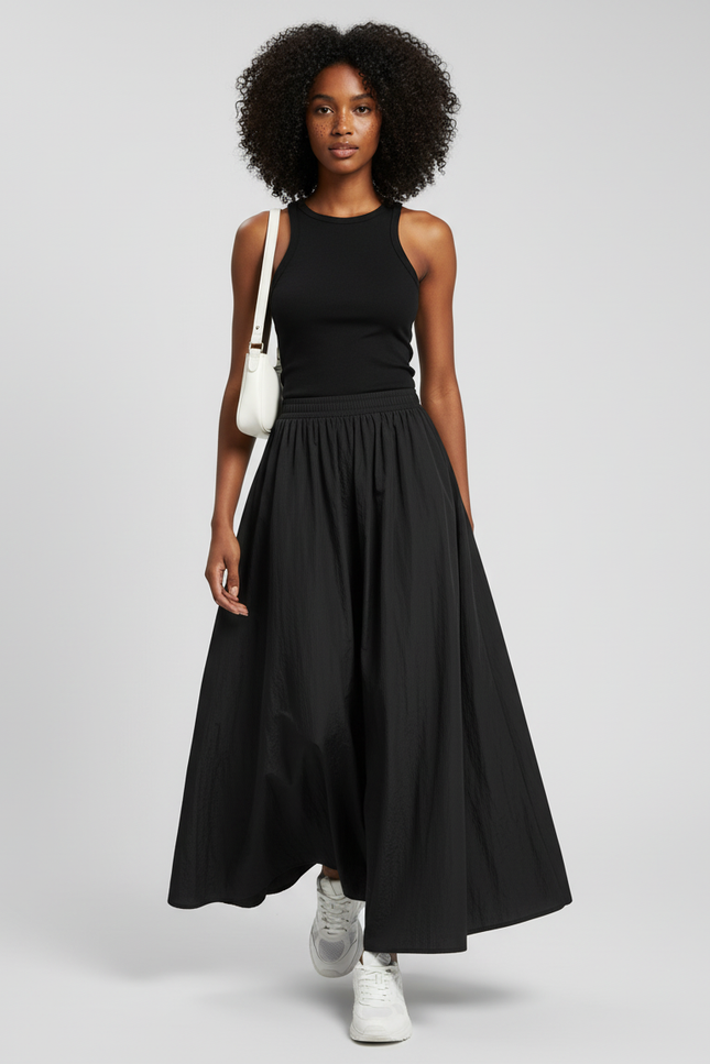 Jupe Longue Noire Ample Fluide