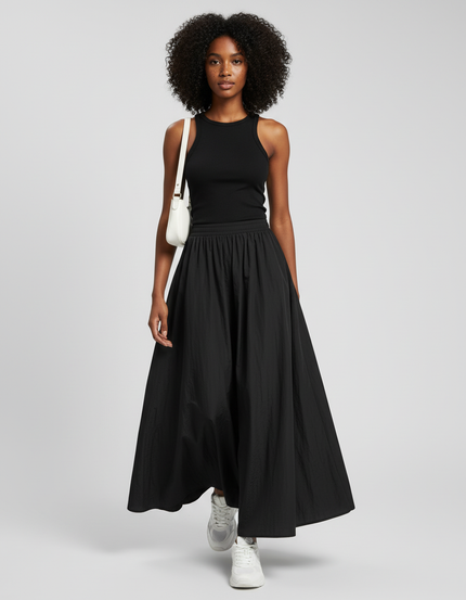 Jupe Longue Noire Ample Fluide