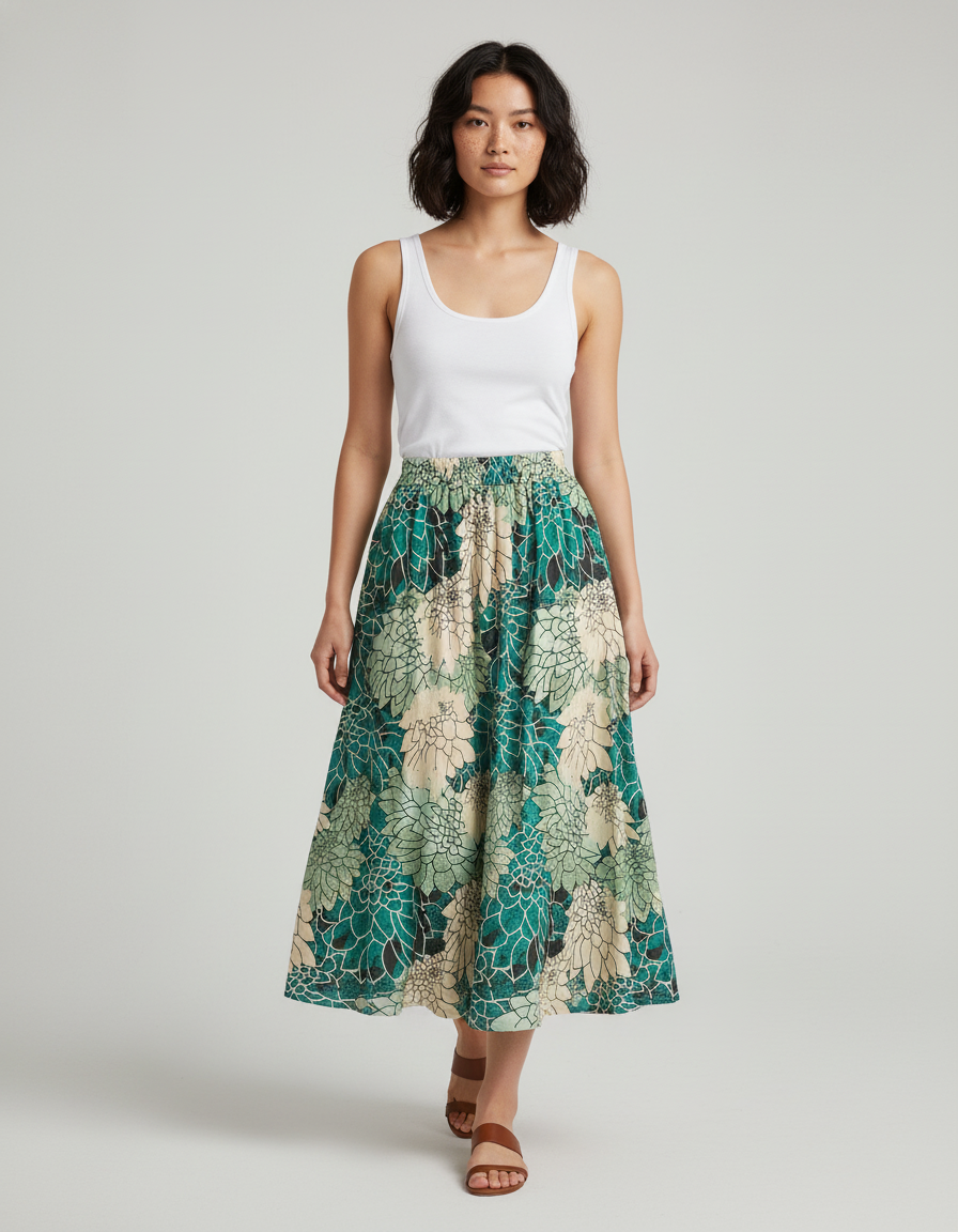 Jupe Longue Fluide Imprimée Bohème